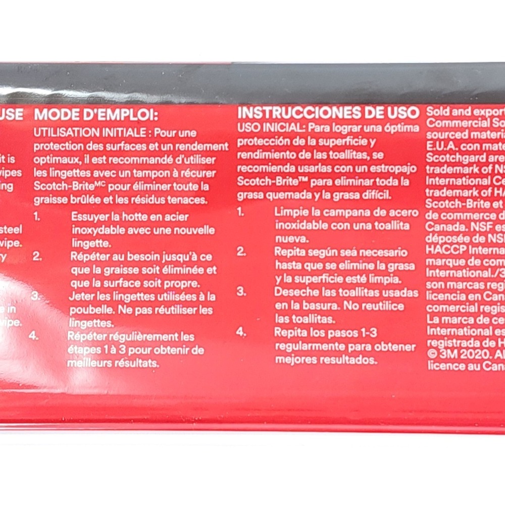 Scotch-Brite 3M 12" x 9" Stainless Steel Kitchen Cleaner Degreaser 30 Wipes NEW - Picture 4 of 9